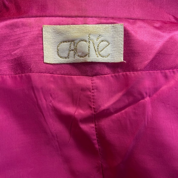 Cache Vintage Women's Small Pink Silk Embellished 2-Button Blazer Jacket - Picture 4 of 4